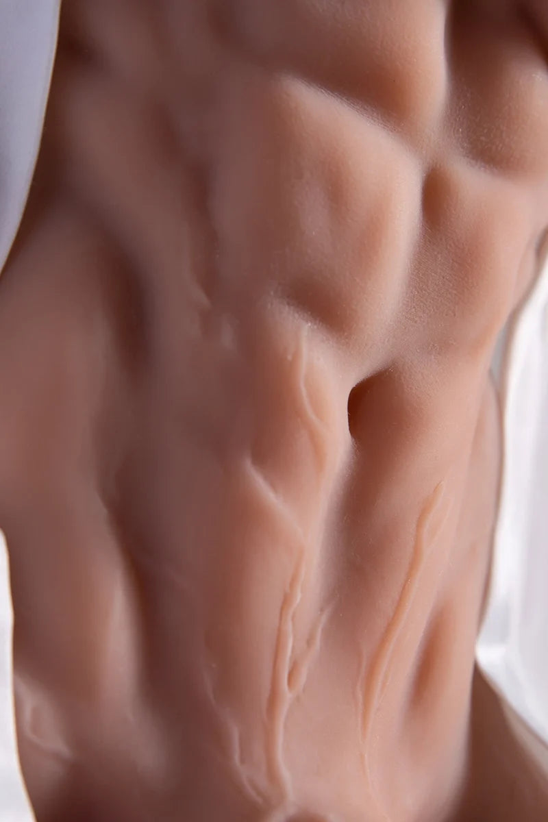 Kalel: 8.37LB Muscular Chest Male Torso with 8" x 1.57" Metal Keel Dildo