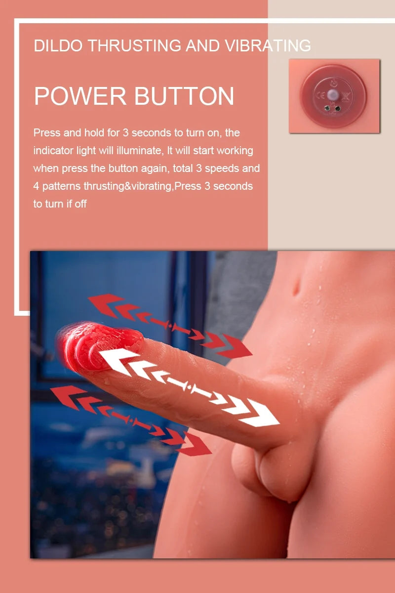 Archer: 17.63LB Male Torso with 6.69" Thrusting & Vibrating Dildo